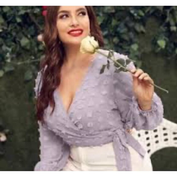 Altar'd State Top blouse Uo Altard State Floral Knit Crop Top lavender lilac pur - Picture 12 of 13